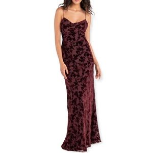 ANTHROPOLOGIE BHLDN Gown Jenny Yoo Rory Velvet Dress Dark Berry Spaghetti Straps